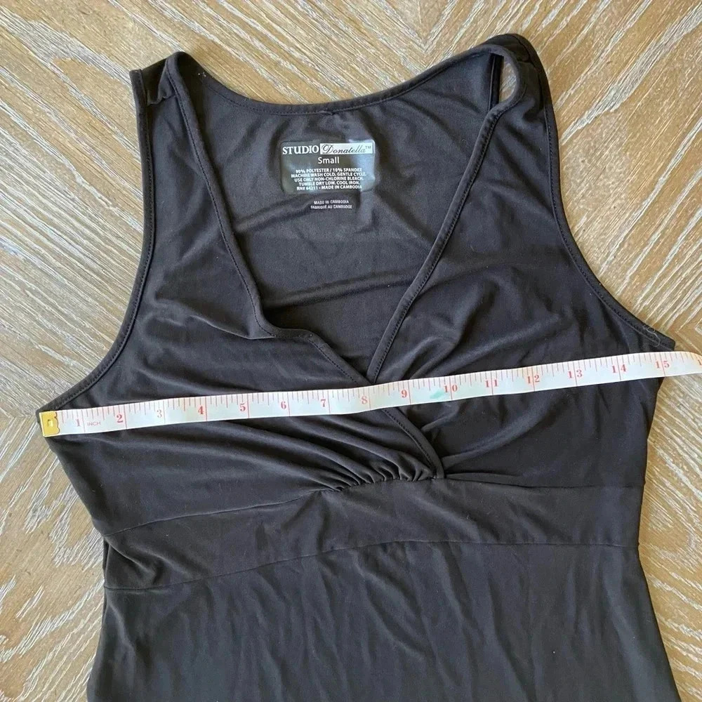 EUC Studio Donatella Black V-neck Sleeveless Camisole Dress Nightgown Small - Picture 3 of 5